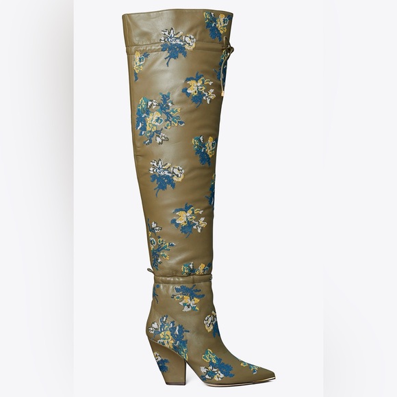 Floral Embroidered Tory Burch over knee boots - Picture 2 of 9